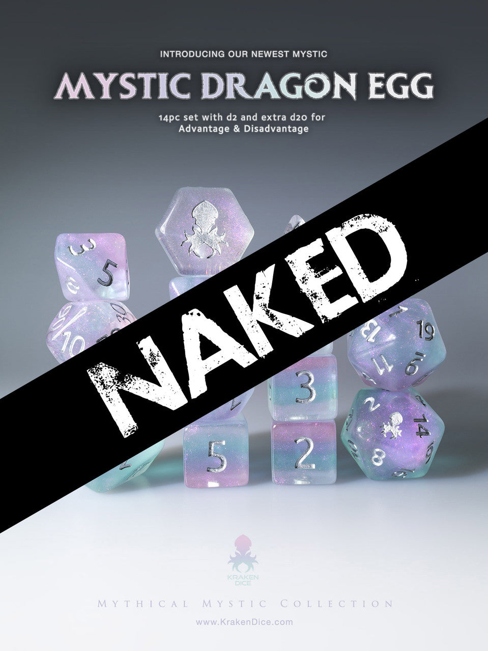 Naked Mystic Dragon Egg 14pc Dice Set With Kraken Logo